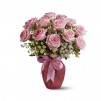 A Dozen Pink Roses and Lace